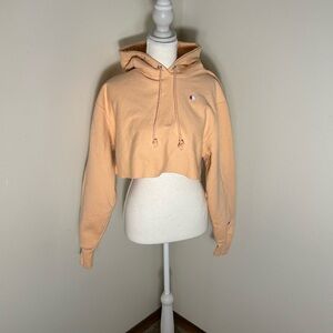 Champion Reverse Weave Cropped Hoodie Peach Small Logo Size Small